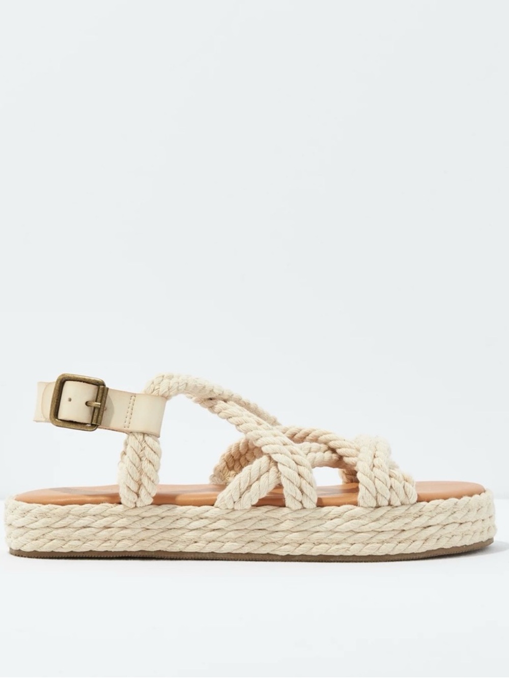 American Eagle Rope Espadrille Sandel Flat Boho Coastal Summer Slingback Sz 8 - Picture 13 of 13